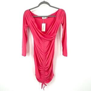 ASOS Flounce London ruched bardot bodycon mini dress in pink Size US 6